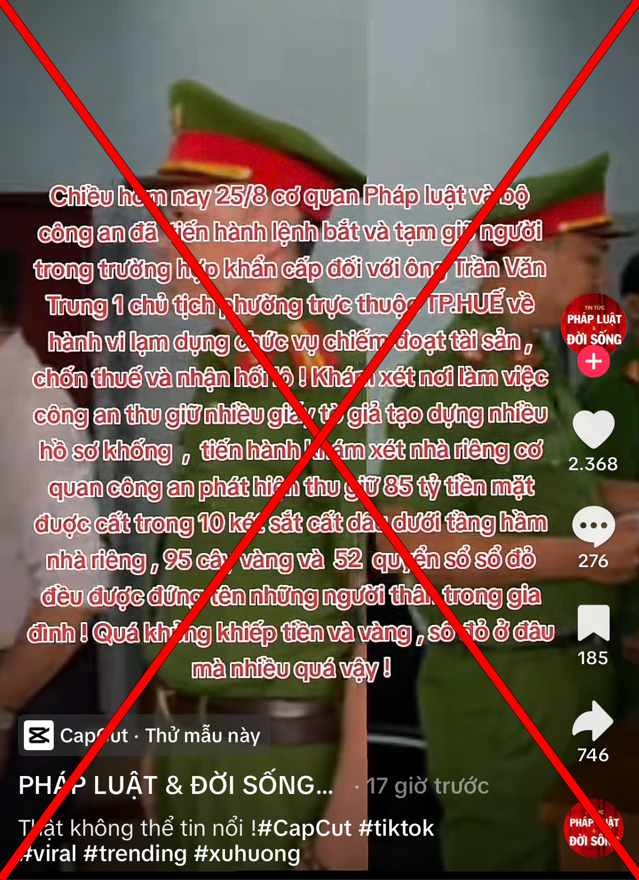 Xác minh, xử lý người tung tin "bắt giữ chủ tịch phường Trần Văn Trung tại Huế” trên TikTok- Ảnh 1.