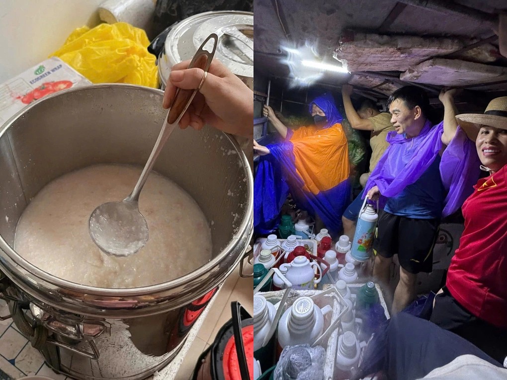 Ngập lụt, mất điện, không thể ra ngoài, cư dân chung cư tại Hà Nội được tiếp tế bằng cháo, nước nóng- Ảnh 2.