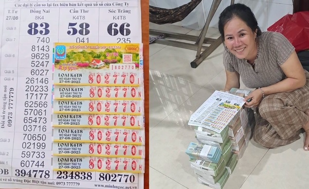 Một đại lý vừa đổi thưởng 7 tờ vé trúng độc đắc: Khách hơn 60 tuổi đi ô tô đến chở tiền về nhà- Ảnh 1.