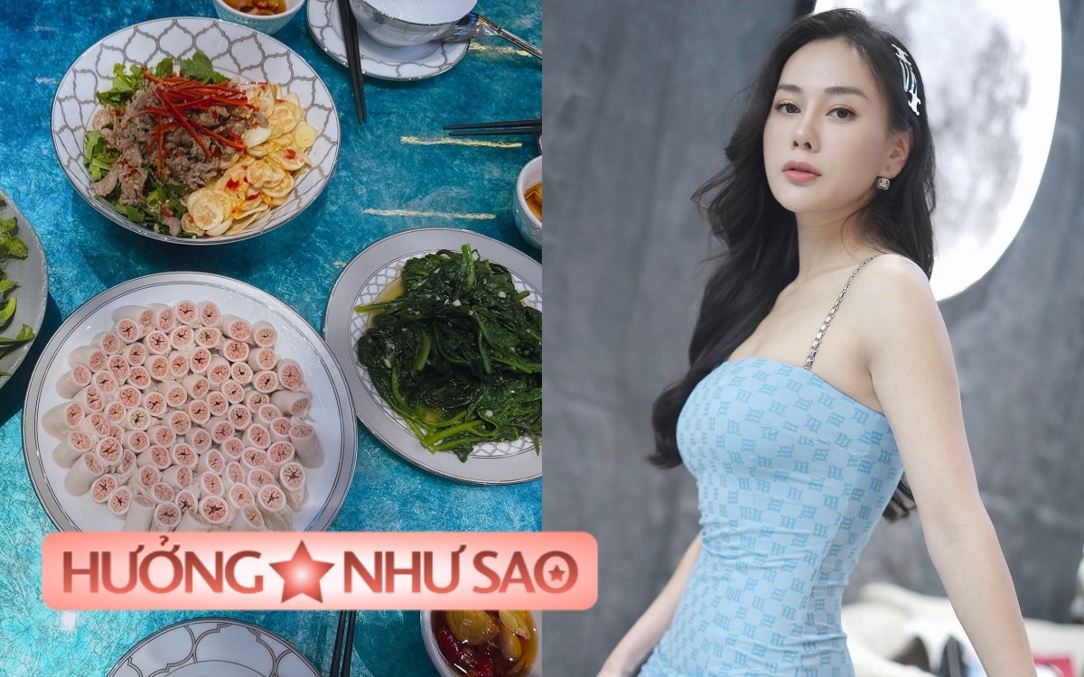 Phương Oanh đã nấu ăn ngon còn khéo bày biện, tới bộ bát đĩa cũng sang "hết phần thiên hạ"- Ảnh 1.