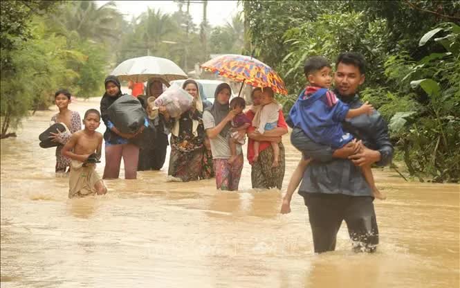 Cảnh ngập lụt sau những trận mưa lớn tại Narathiwat, Thái Lan (Ảnh minh họa: THX/TTXVN) Cảnh ngập lụt sau những trận mưa lớn tại Narathiwat, Thái Lan (Ảnh minh họa: THX/TTXVN)