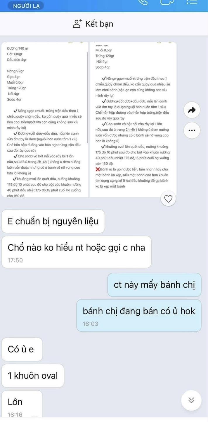 Vụ bán 2 trang công thức làm bánh bò giá 5 triệu, nhắn kèm "chị không muốn em làm giống chị”: Người bị bóc phốt lên tiếng!- Ảnh 1.
