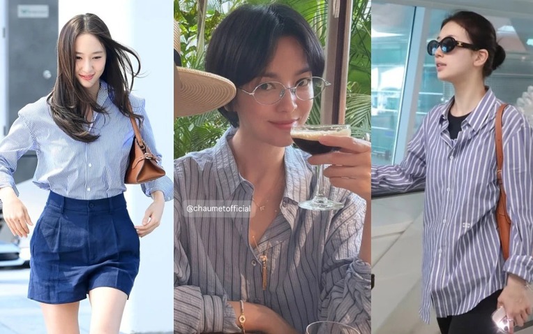 Song Hye Kyo, Suzy, Krystal... đều chết mê sơ mi kẻ sọc- Ảnh 1.
