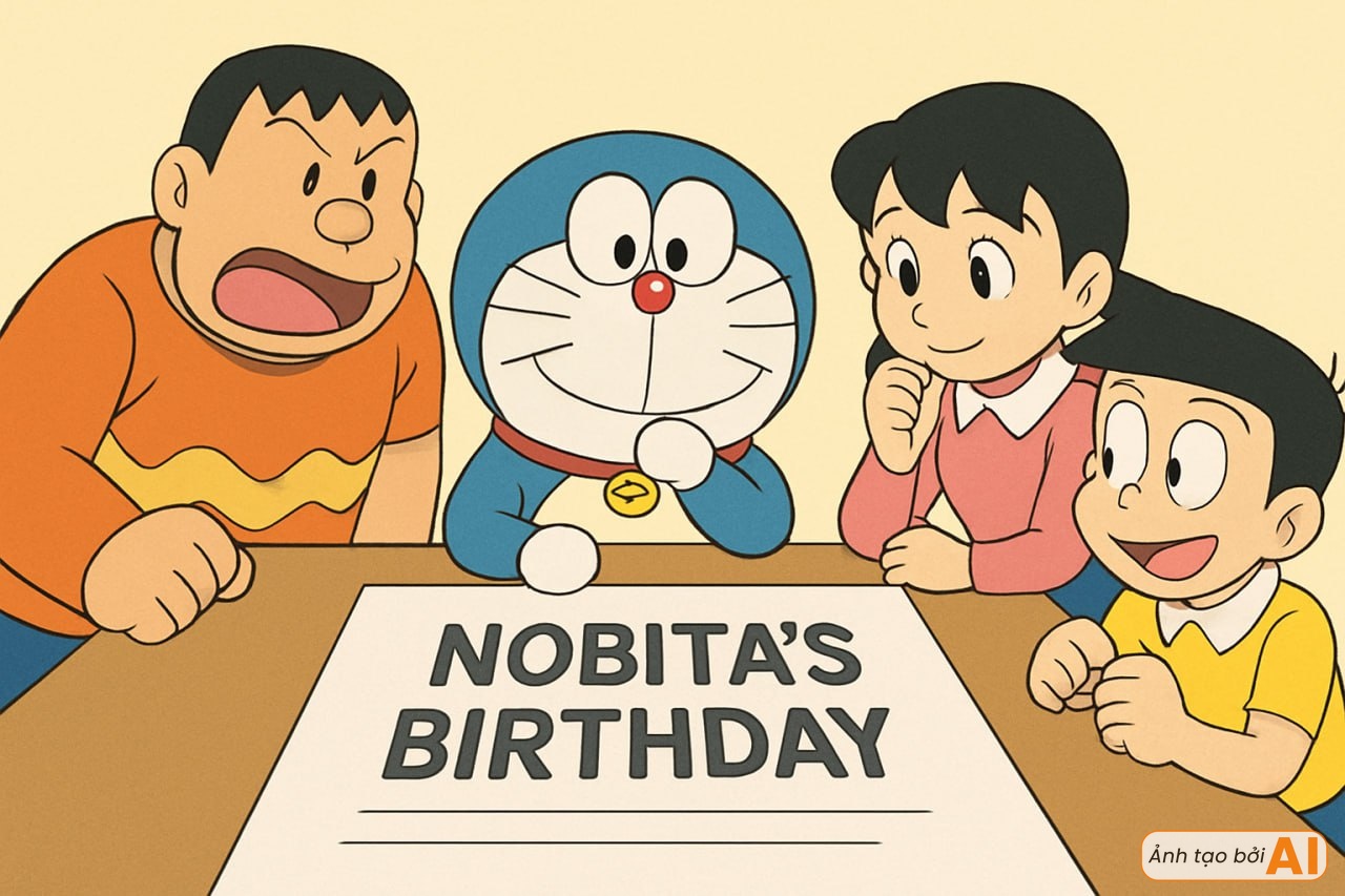 Sắp đến ngày đặc biệt của Nobita, nhóm bạn lén lút làm một việc khiến cậu nhóc khóc không ai dỗ được- Ảnh 1.