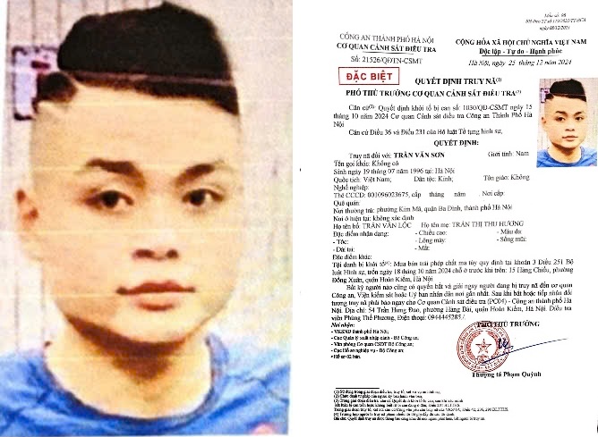 Truy nã Trần Văn Sơn sinh năm 1996- Ảnh 1.