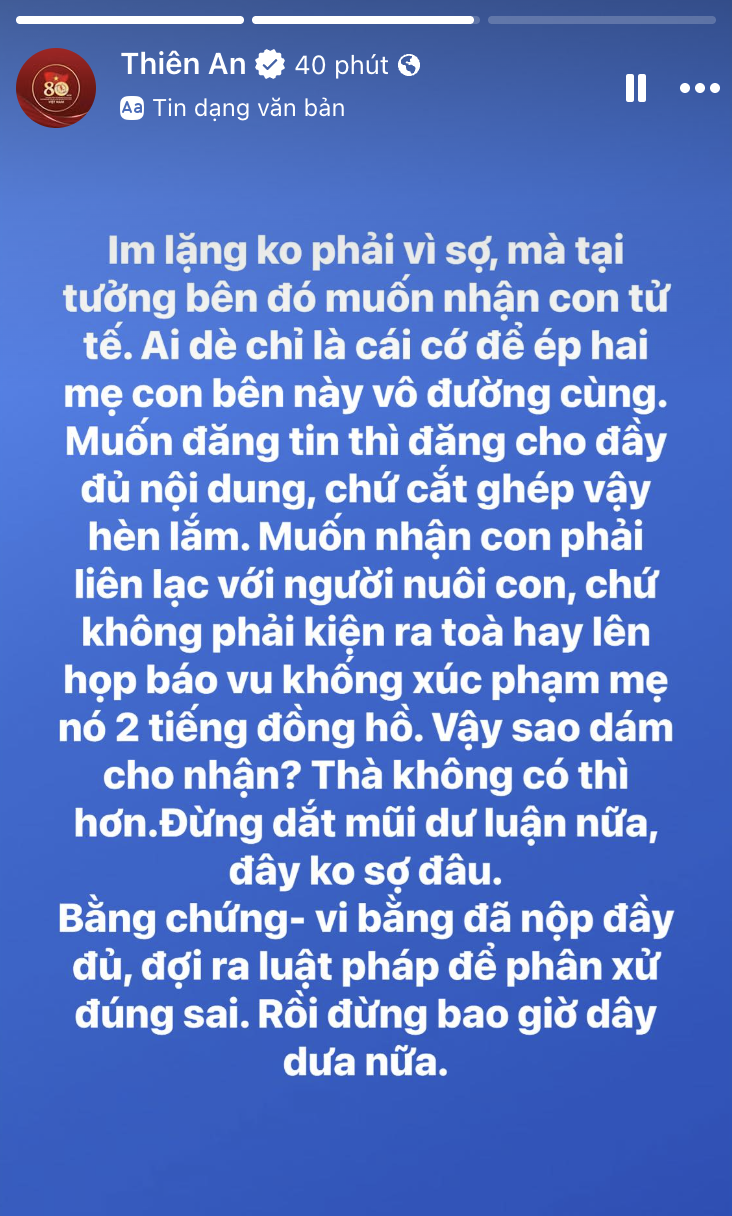 Diễn viên Thiên An bất ngờ tung full tin nhắn làm giấy khai sinh, lần đầu đáp trả về họp báo 2 tiếng- Ảnh 2.
