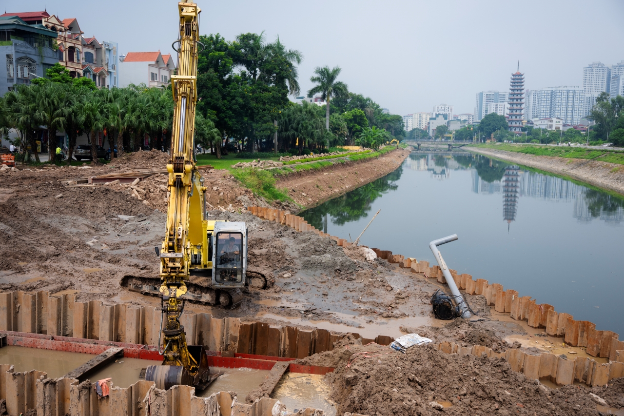 Đập dâng sông Tô Lịch dần hoàn thiện, xuất hiện bảo tháp vàng gây chú ý- Ảnh 15.