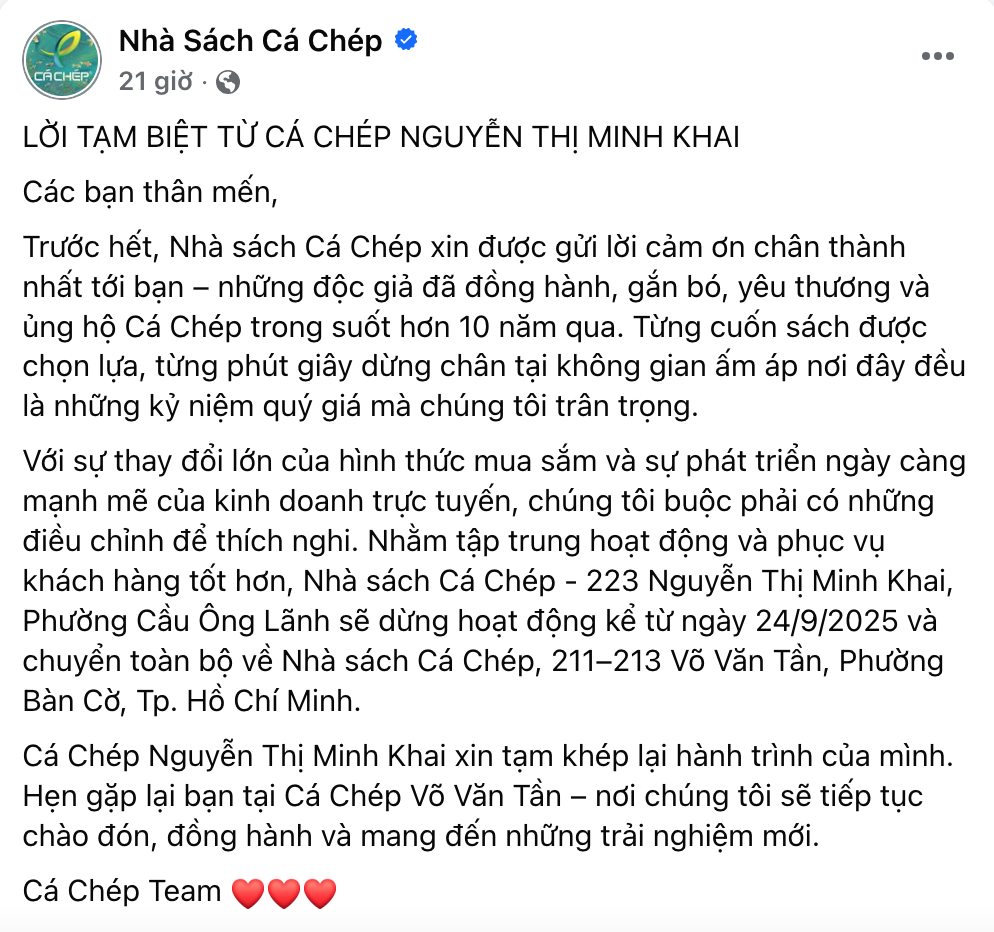 Nhà sách Cá Chép bất ngờ đóng cửa chi nhánh đã hoạt động hơn 10 năm, chỉ còn vài ngày để ghé thăm lần cuối- Ảnh 3.