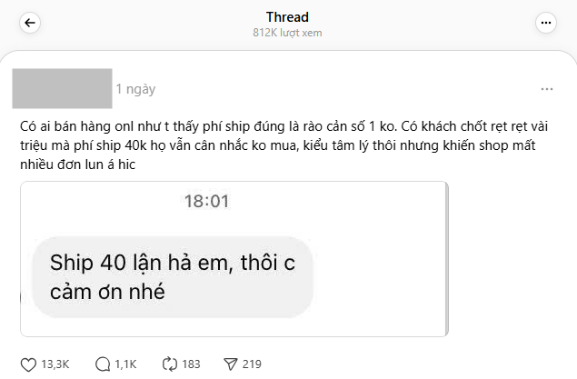 Huỷ đơn tiền triệu vì nghe phí ship 40k: Shop EQ thấp hay khách ngang ngược?- Ảnh 1.