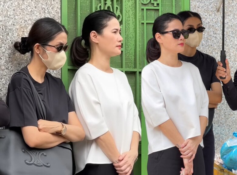 Tăng Thanh Hà trùm kín mặt, lặng lẽ đứng 1 góc trong tang lễ của bố diễn viên Quốc Cường- Ảnh 2.