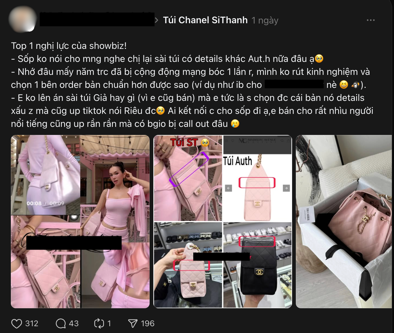 Sĩ Thanh bị shop bán hàng nhái tố dùng túi Chanel "fake hơn cả fake"- Ảnh 1.