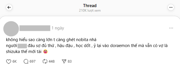 "Phốt" của Nobita bỗng bùng cháy trên Threads: Chuyện gì vậy?- Ảnh 1.
