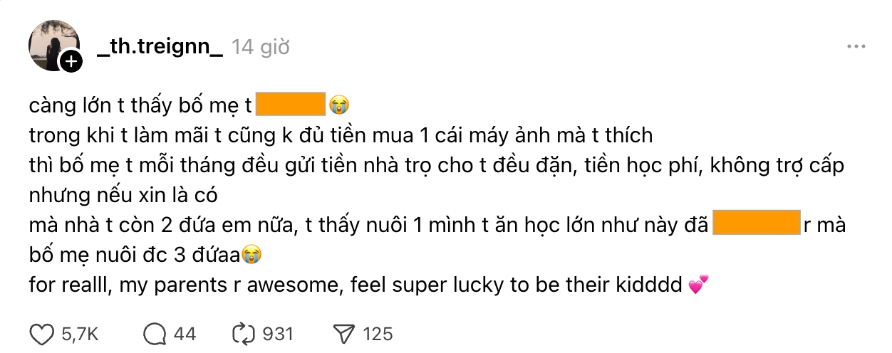 Bài đăng đang gây sốt Threads: 'Càng lớn mình càng thấy bố mẹ mình đỉnh!!!!' - Học được gì từ thói quen tài chính của phụ huynh?- Ảnh 2.