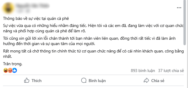 "Tổng tài" ra hiệu lệnh đánh nhân viên quán cà phê ở Hà Nội xin lỗi!- Ảnh 1.