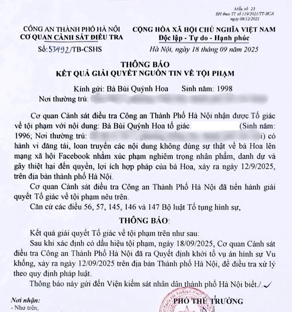 Khởi tố hình sự vụ Hoa hậu Bùi Quỳnh Hoa bị vu khống- Ảnh 2.