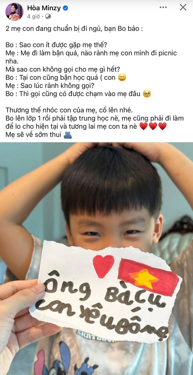 Hòa Minzy nhói lòng vì câu nói hồn nhiên của con trai, hé lộ lý do ít chia sẻ hình ảnh bé- Ảnh 1.