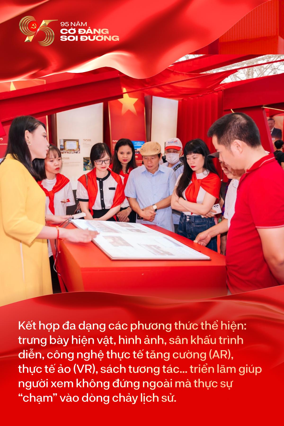 Người trẻ diện trang phục mang màu cờ sắc áo, nô nức hướng về Triển lãm “95 năm Cờ Đảng soi đường”- Ảnh 4.