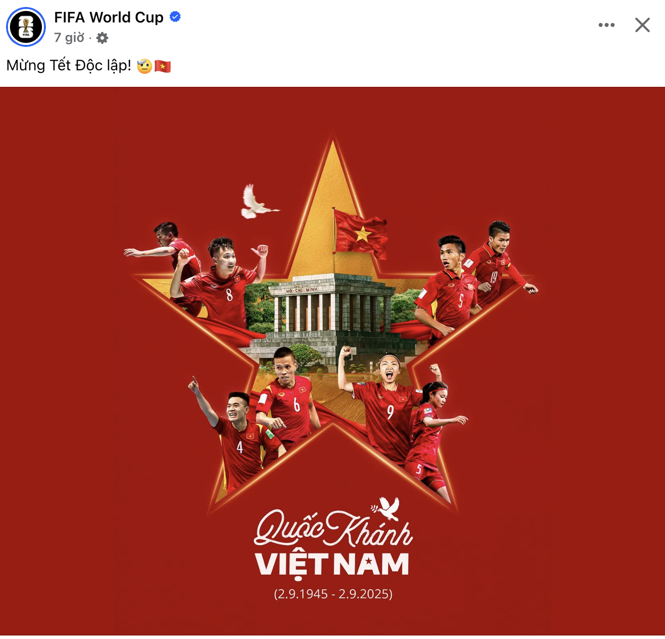 FIFA chúc mừng Quốc khánh của Việt Nam 2/9- Ảnh 1.
