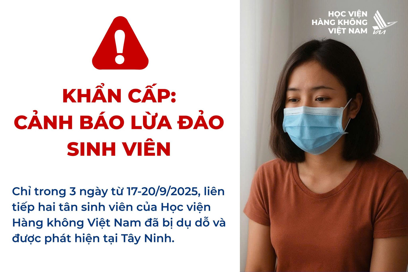 3 ngày 2 tân sinh viên mất tích: Học viện Hàng không Việt Nam cảnh báo khẩn- Ảnh 1. 3 ngày 2 tân sinh viên mất tích: Học viện Hàng không Việt Nam cảnh báo khẩn- Ảnh 1.