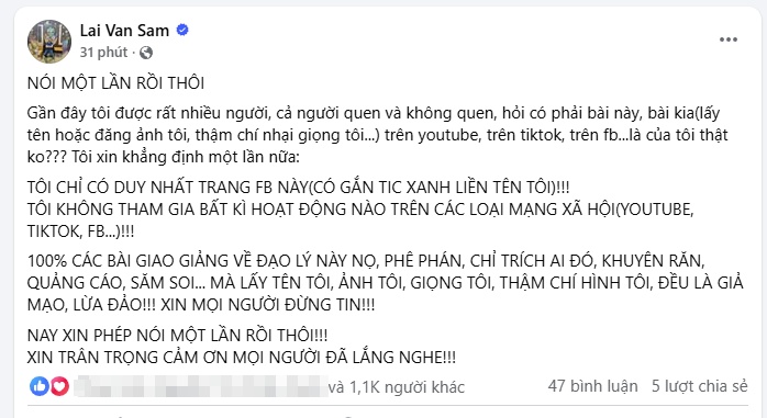 MC Lại Văn Sâm ra thông báo khẩn: "Chỉ nói một lần rồi thôi"- Ảnh 1.