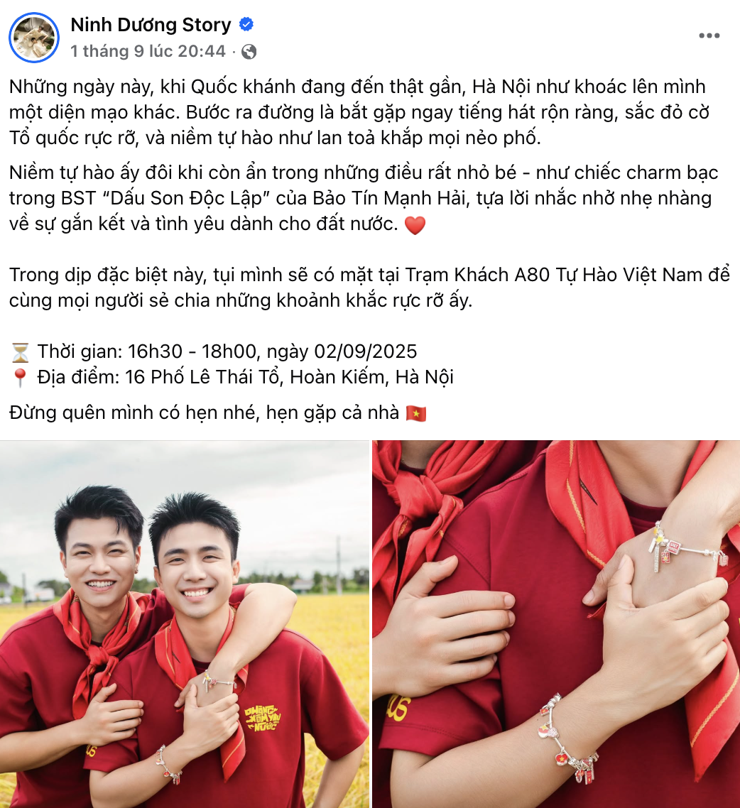 Khoảnh khắc nh&acirc;n đ&ocirc;i t&igrave;nh y&ecirc;u nước của Ninh Dương Story trong sắc đỏ tự h&agrave;o- Ảnh 1.