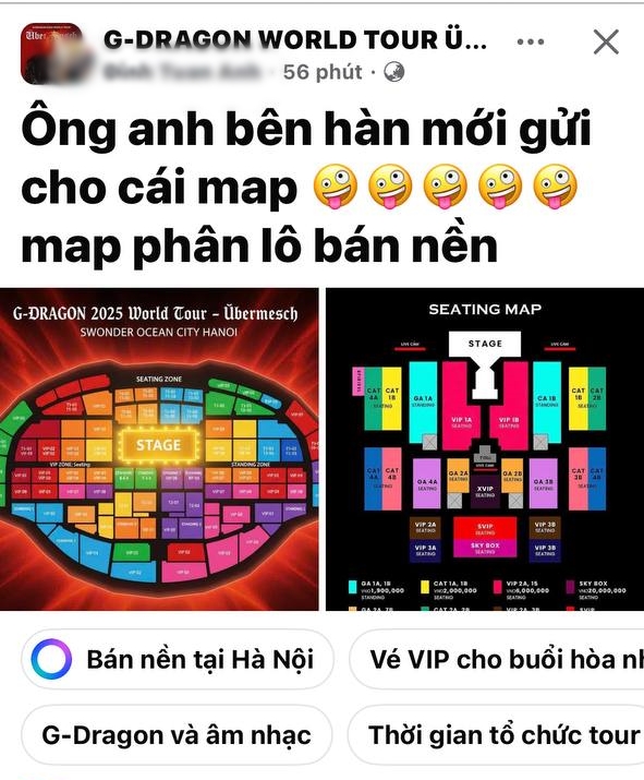 Lan truyền giá vé concert G-Dragon tại Hà Nội: Có vé tận 20 triệu đồng, thấp nhất 1 triệu?- Ảnh 3.