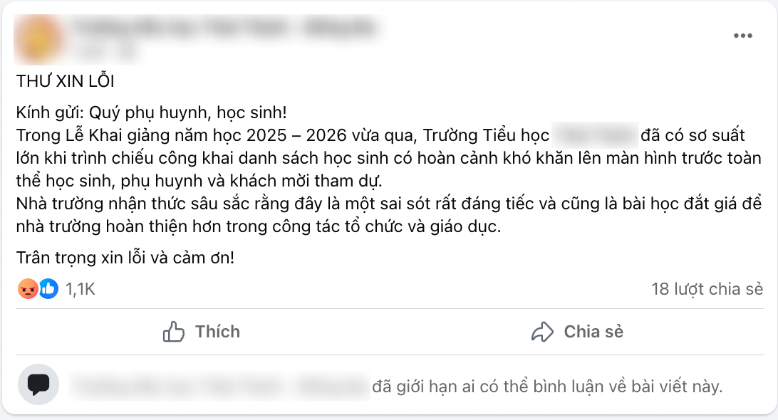 Trường học ở Hà Nội lên tiếng sau khi công khai học sinh khuyết tật, nhà nghèo, bố mẹ bỏ nhau trên màn hình led: Dân mạng vẫn phản ứng gay gắt- Ảnh 2.