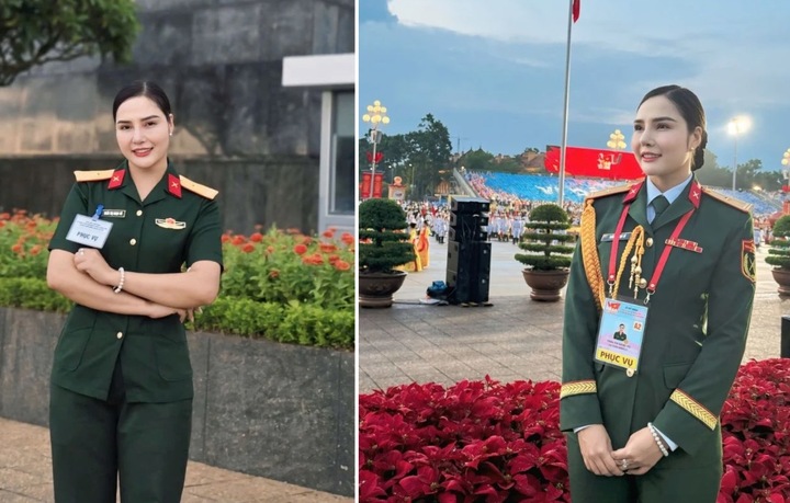 Sắc vóc không kém hoa hậu của Thiếu tá làm MC thuyết minh ở đại lễ 30/4 và 2/9- Ảnh 4.
