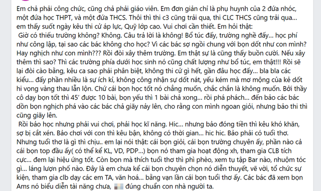 Phụ huynh Hà Nội nói: Vốn dĩ không thiếu trường, chẳng qua cha mẹ muốn con học kém vào trường top, "vàng thau lẫn lộn"- Ảnh 1.