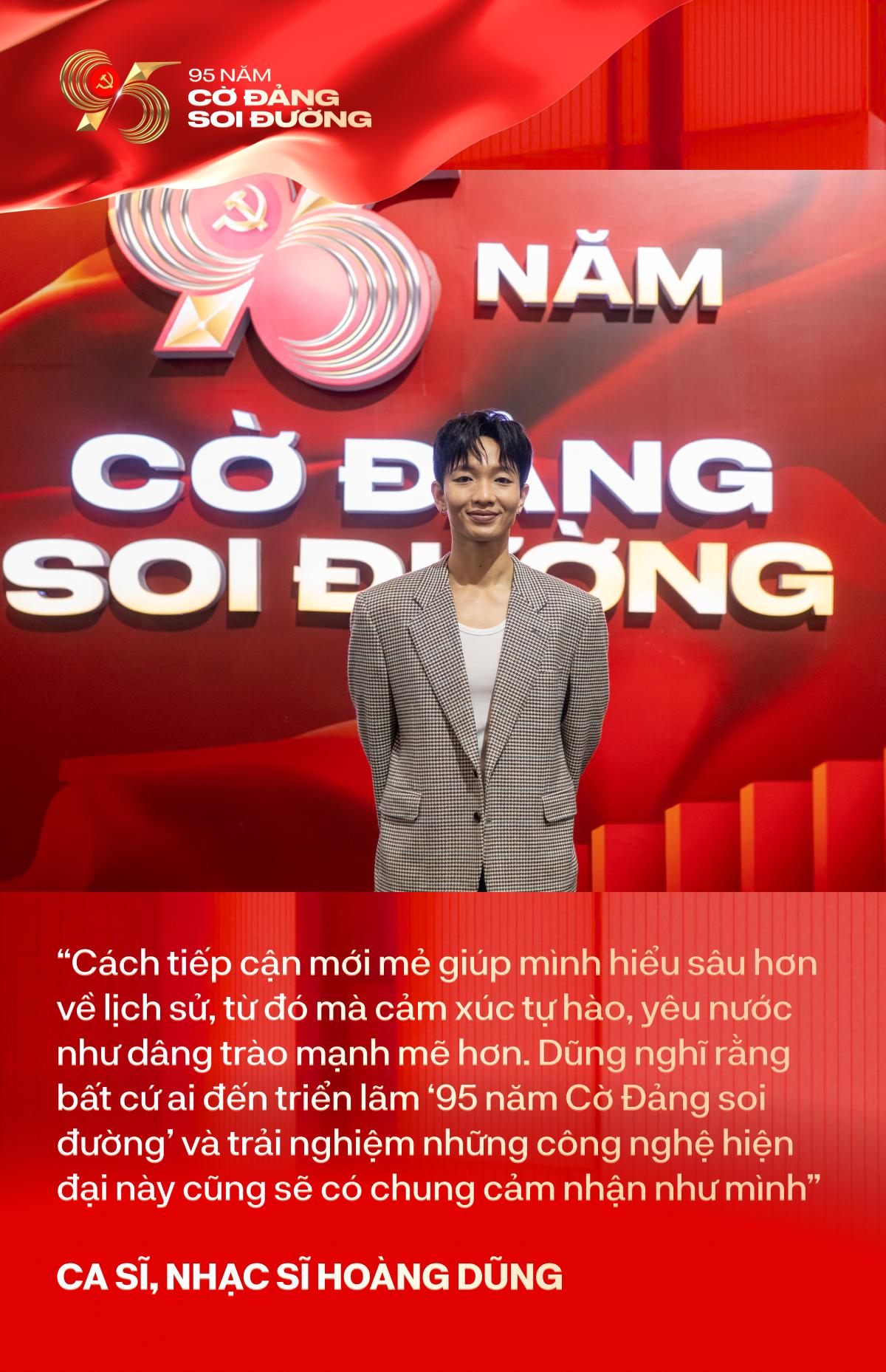 Hoàng Dũng lần đầu tìm hiểu lịch sử bằng công nghệ, Tăng Duy Tân chia sẻ về mạch nguồn sáng tạo tại triển lãm “95 năm Cờ Đảng soi đường”- Ảnh 2.