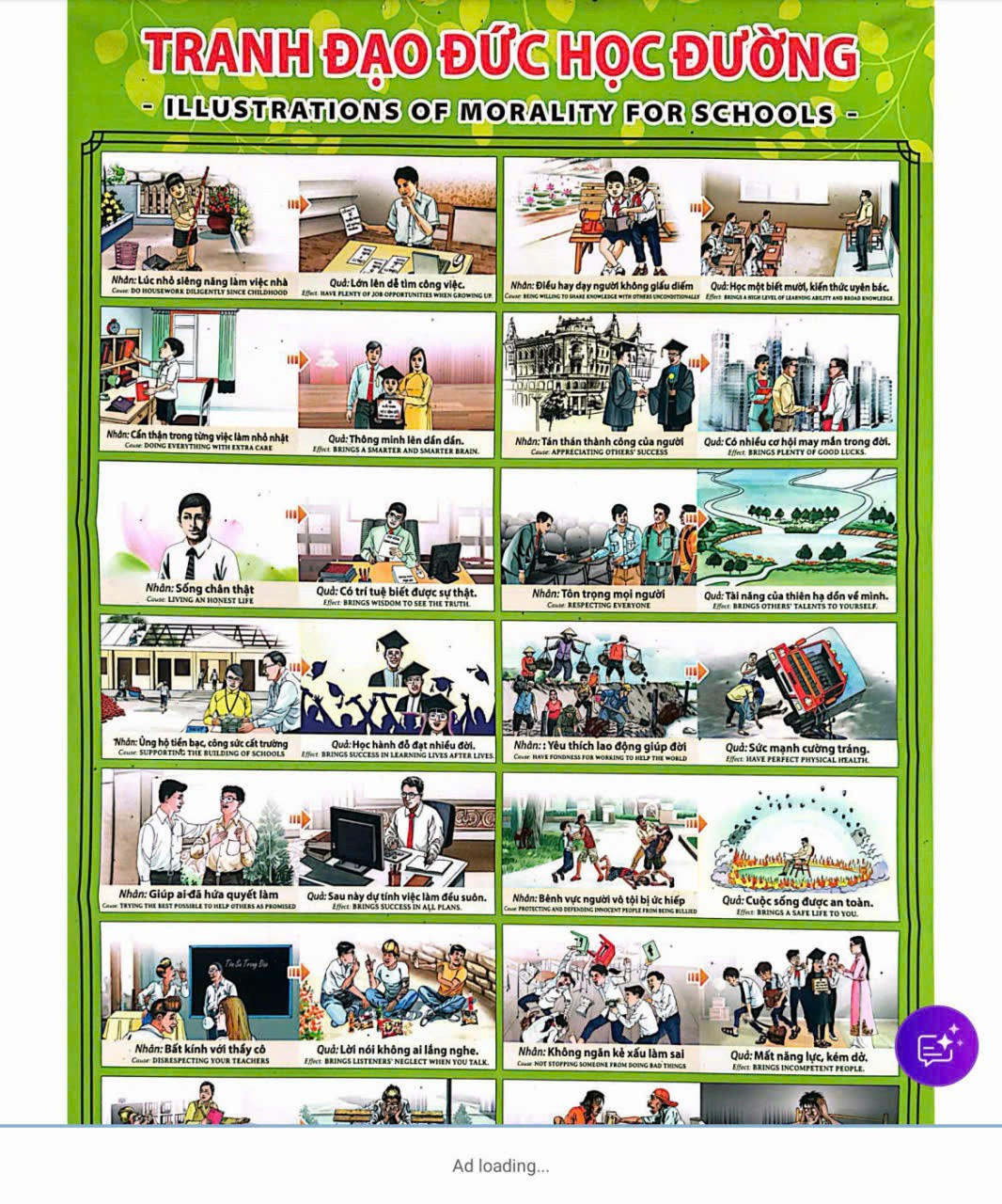 Yêu cầu trường tiểu học gỡ tranh đạo đức dán tường dạy về nhân quả- Ảnh 2.