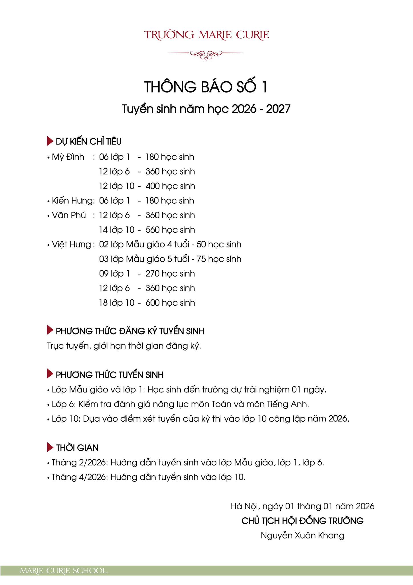 Đ&uacute;ng ng&agrave;y 1/1/2026, trường tư nhất nh&igrave; Thủ đ&ocirc; "chốt sớm" chỉ ti&ecirc;u tuyển sinh năm học mới- Ảnh 1.