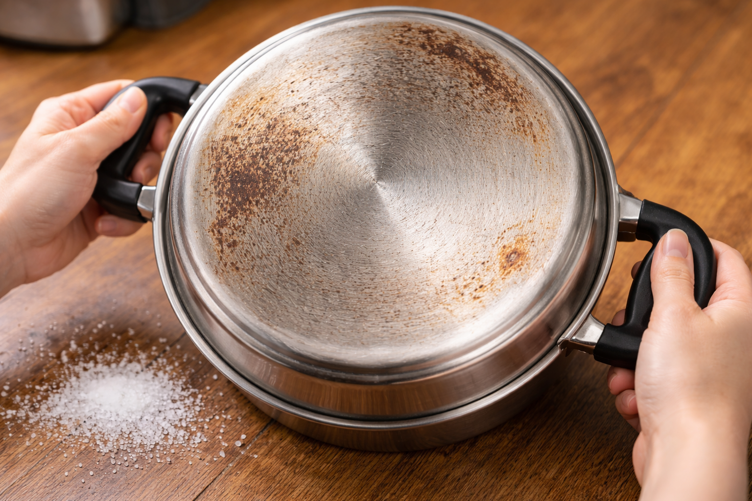 Mẹ t&ocirc;i dặn: Cọ nồi ch&aacute;y bằng muối hạt l&agrave; sai b&eacute;t &ndash; sạch đ&acirc;u chưa thấy, chỉ thấy đ&aacute;y nồi m&ograve;n toang- Ảnh 2.