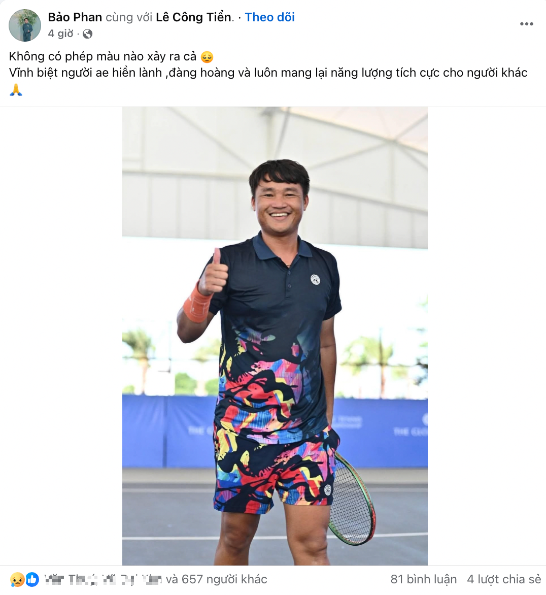 VĐV quần vợt - pickleball Lê Công Tiễn đột ngột qua đời, Lý Hoàng Nam cùng dàn sao thể thao bày tỏ tiếc thương- Ảnh 5. VĐV quần vợt - pickleball Lê Công Tiễn đột ngột qua đời, Lý Hoàng Nam cùng dàn sao thể thao bày tỏ tiếc thương- Ảnh 5.