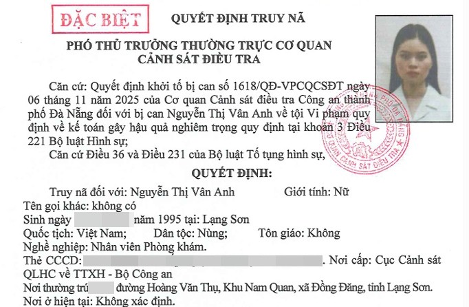 Truy n&atilde; đặc biệt nữ kế to&aacute;n Nguyễn Thị V&acirc;n Anh, truy t&igrave;m 3 đối tượng- Ảnh 1.