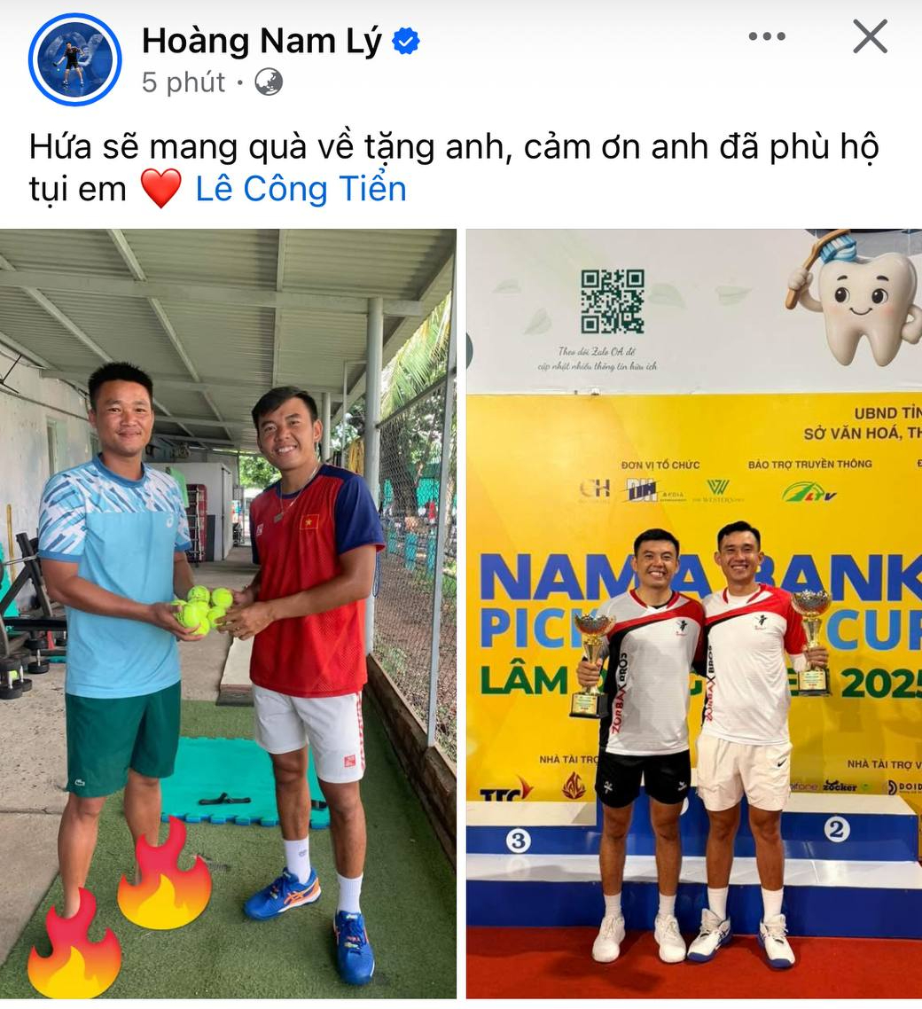 X&uacute;c động: L&yacute; Ho&agrave;ng Nam l&ecirc;n ng&ocirc;i v&ocirc; địch, gi&agrave;nh c&uacute;p v&agrave;ng tặng VĐV tennis - pickleball L&ecirc; C&ocirc;ng Tiễn vừa đột ngột qua đời- Ảnh 1.