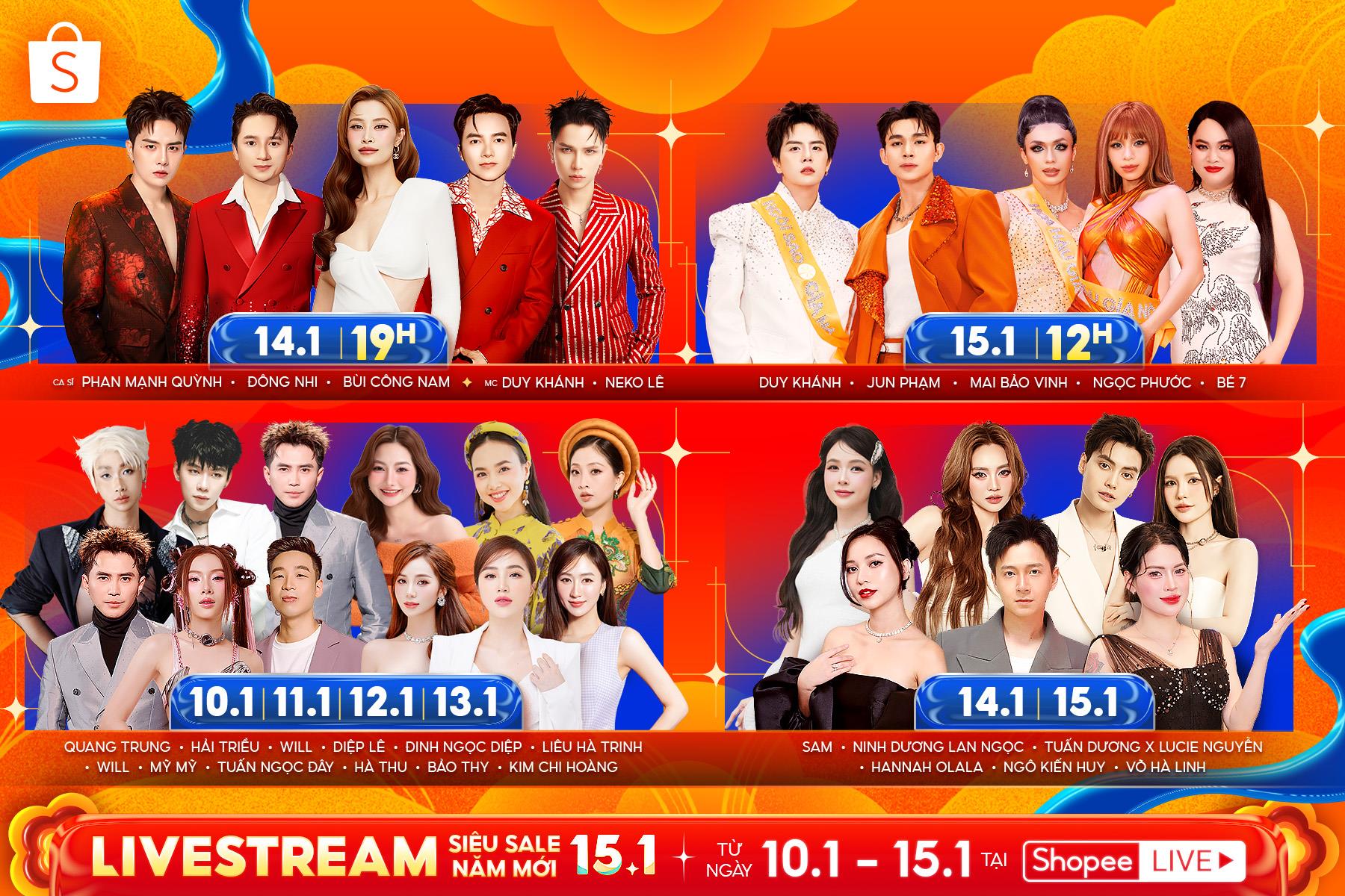 Chưa g&igrave; đ&atilde; n&ocirc;n nao đến Tết với d&agrave;n sao &ldquo;vu&yacute;p&rdquo; đổ bộ tại đại tiệc Shopee Live 15.1- Ảnh 4.