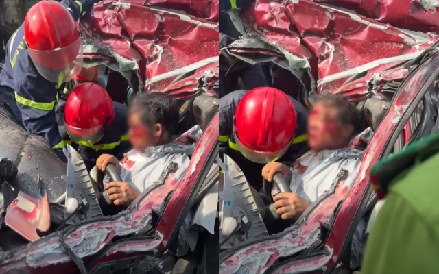 Kinh hoàng hiện trường vụ tai nạn liên hoàn ở Hà Tĩnh: Xe con bị vò nát, tài xế được đưa ra ngoài trong tình trạng khó tin- Ảnh 4. Kinh hoàng hiện trường vụ tai nạn liên hoàn ở Hà Tĩnh: Xe con bị vò nát, tài xế được đưa ra ngoài trong tình trạng khó tin- Ảnh 4.