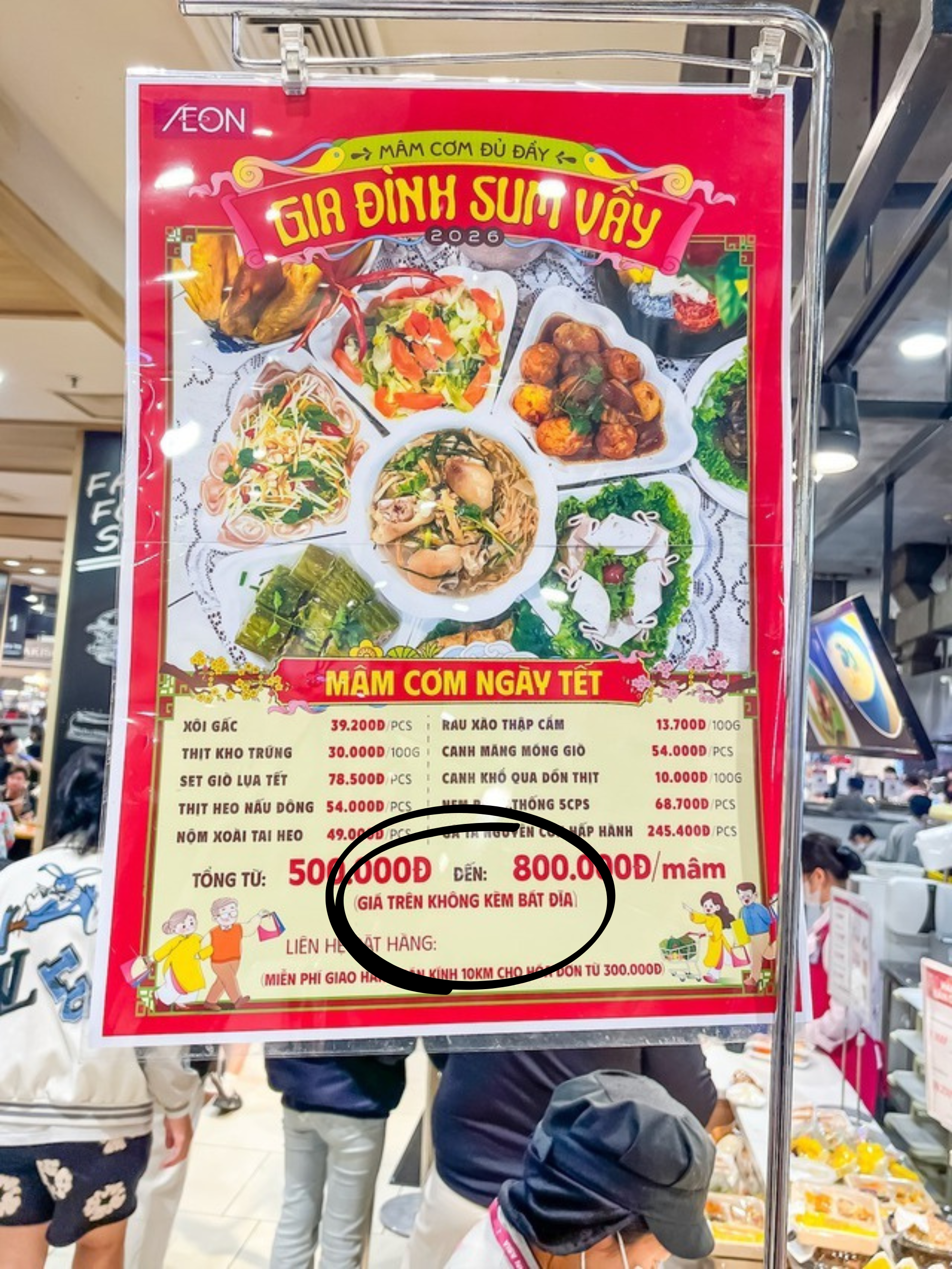 Đ&iacute;nh ch&iacute;nh về m&acirc;m cỗ Tết 500k Aeon Mall- Ảnh 2.
