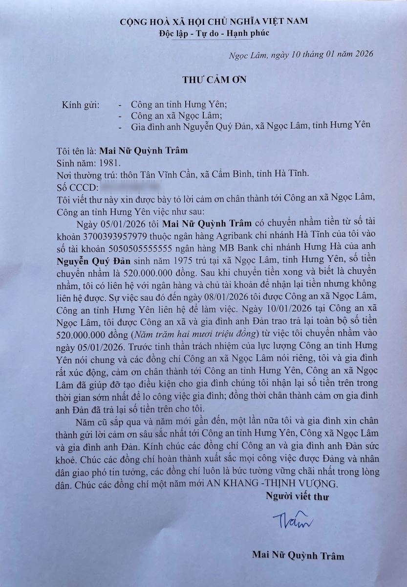 T&agrave;i khoản ng&acirc;n h&agrave;ng MB đu&ocirc;i "5555555" c&oacute; 520 triệu đồng chuyển v&agrave;o: C&ocirc;ng an lập tức v&agrave;o cuộc x&aacute;c minh- Ảnh 1.