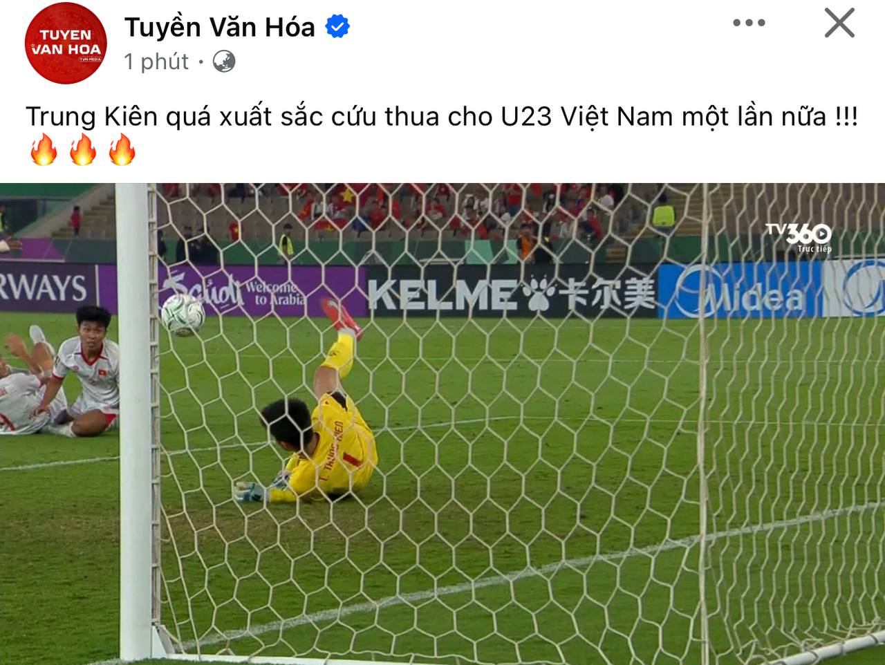 Thủ m&ocirc;n điển trai 1m90 Trần Trung Ki&ecirc;n khiến cả c&otilde;i mạng gọi t&ecirc;n v&igrave; cứu thua xuất sắc cho U23 Việt Nam- Ảnh 4.