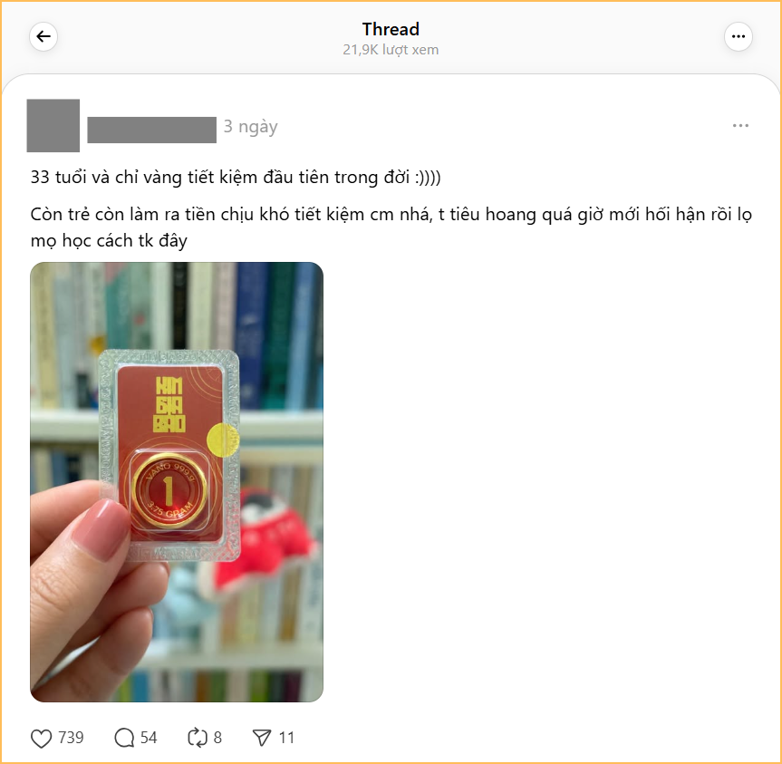 1 chỉ v&agrave;ng đầu ti&ecirc;n: Ch&iacute;nh thức 