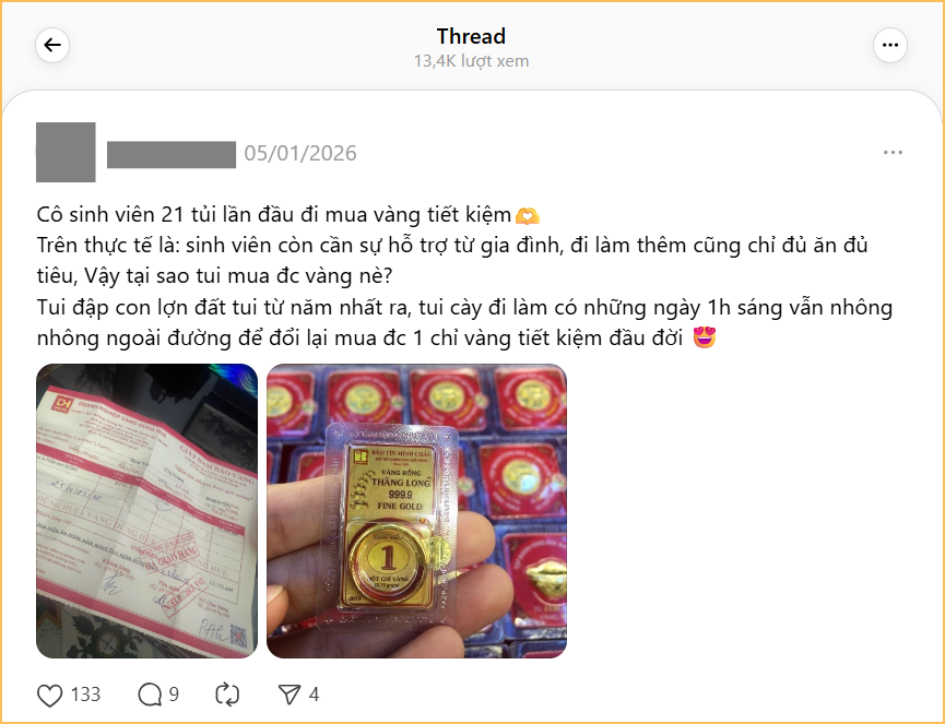 1 chỉ v&agrave;ng đầu ti&ecirc;n: Ch&iacute;nh thức 