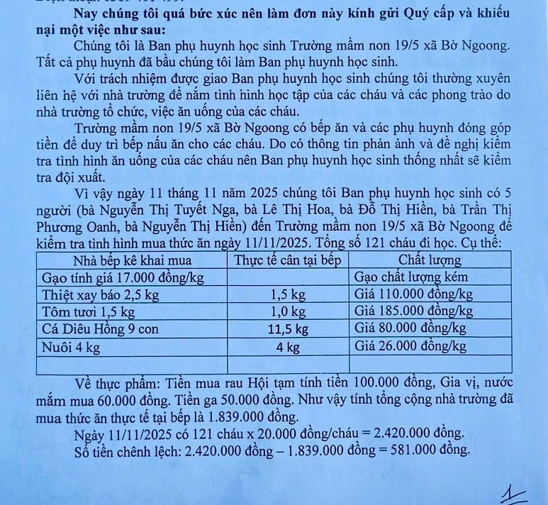 L&agrave;m r&otilde; đơn "tố"  trường mầm non ở Gia Lai "cắt x&eacute;n" bữa ăn b&aacute;n tr&uacute;- Ảnh 1.