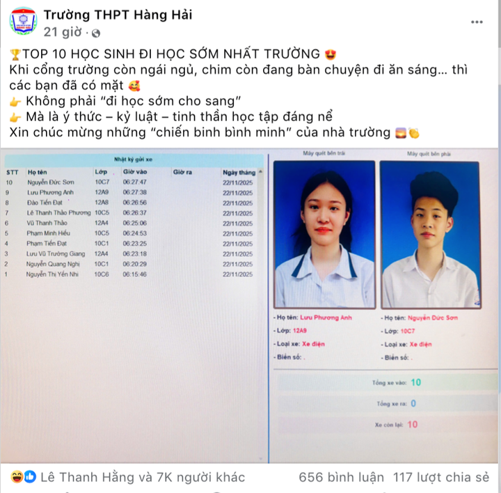 "Top 10 học sinh dậy từ b&igrave;nh minh" g&acirc;y sốt mạng x&atilde; hội- Ảnh 1.