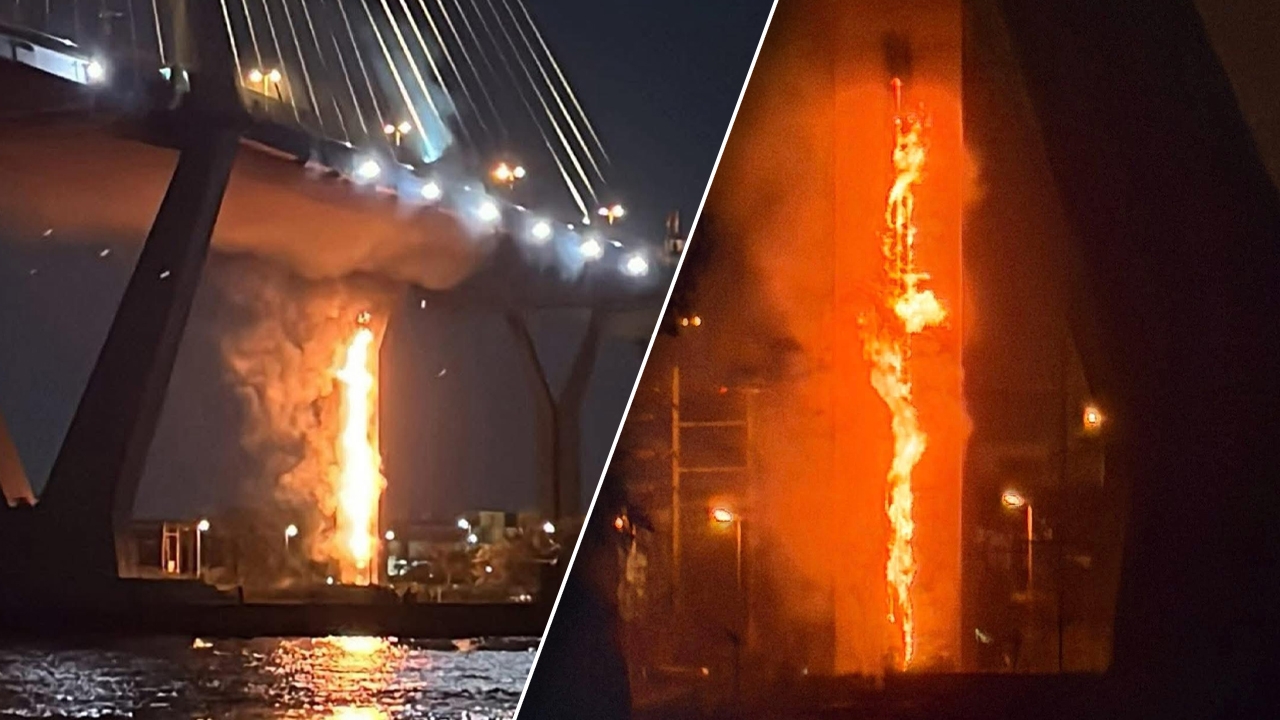 B&agrave;ng ho&agrave;ng cảnh tượng trụ cầu ch&aacute;y như đuốc giữa Bangkok, Th&aacute;i Lan- Ảnh 1.