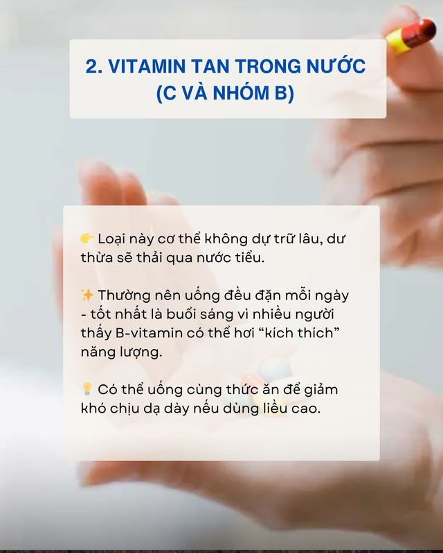 Uống vitamin cả năm trời vẫn kh&ocirc;ng hiệu quả - c&oacute; thể bạn đ&atilde; uống sai: Thời gian tốt nhất trong ng&agrave;y để d&ugrave;ng từng loại vitamin- Ảnh 2.