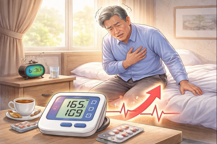 Nếu huyết &aacute;p tăng vọt v&agrave;o buổi s&aacute;ng, c&oacute; thể do 2 sai lầm nhiều người mắc phải- Ảnh 1.