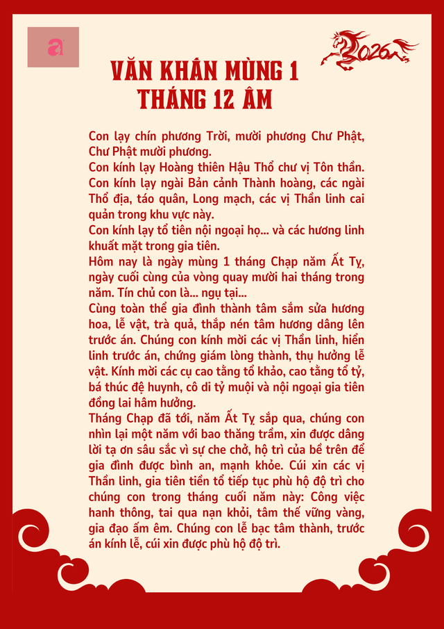 Văn khấn m&ugrave;ng 1 th&aacute;ng Chạp năm Ất Tỵ 2025- Ảnh 1.