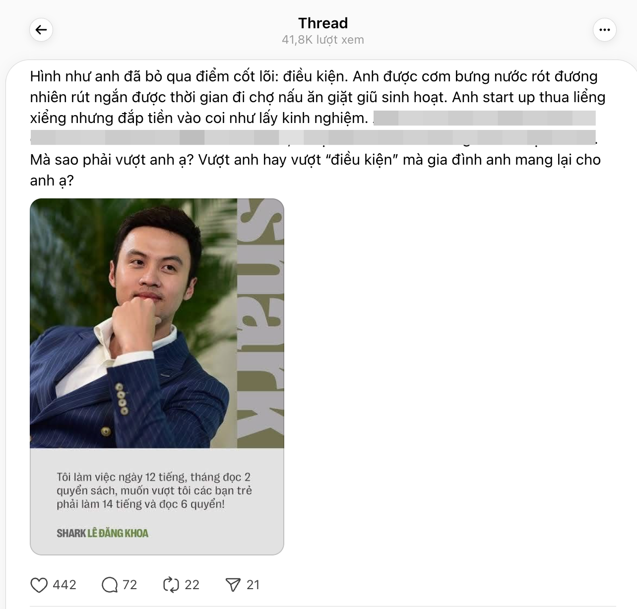 Shark Khoa: Muốn vượt t&ocirc;i c&aacute;c bạn trẻ phải l&agrave;m 14 tiếng v&agrave; đọc 6 quyển s&aacute;ch, d&acirc;n 